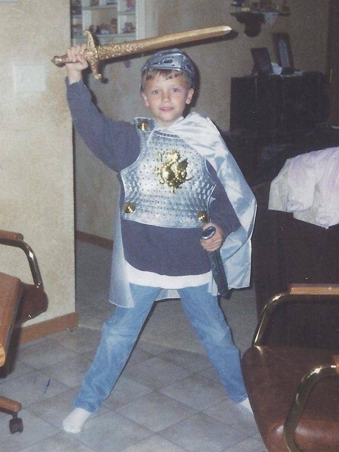 Brady Folkens little boy with sword