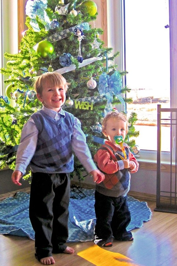 David Stephan brothers with Christmas tree