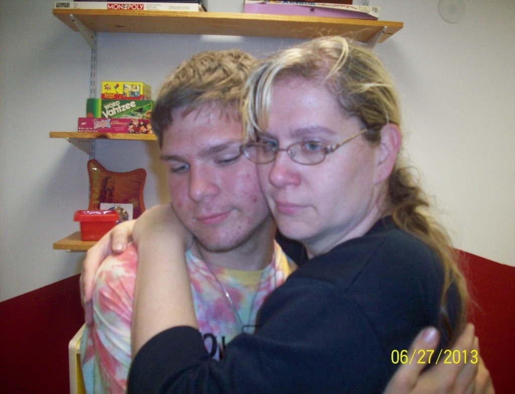 Kathy B hugs son goodbye at final visit