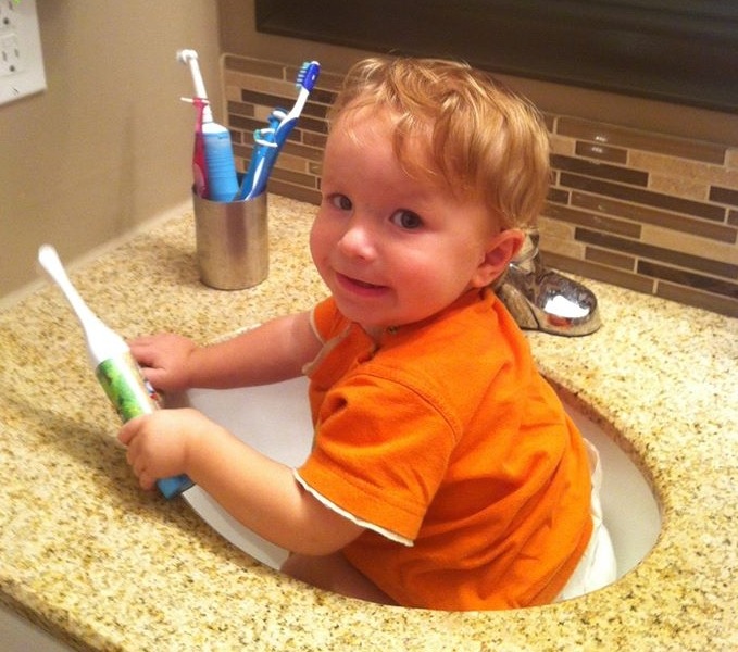 David Stephan baby in sink