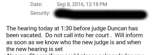 Shoars screenshot hearing on 9 8 cancelled