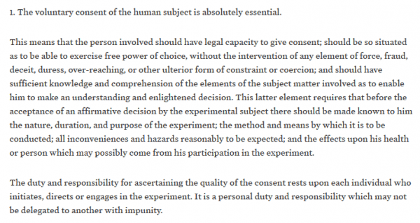 Nuremburg code 1