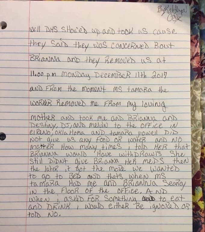 Searcy child letter denied food by social worker