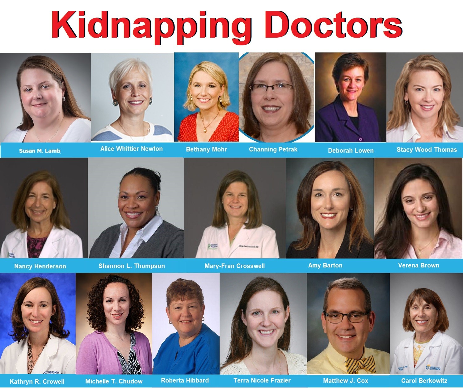 Photos of child abuse pediatricians who kidnap children.